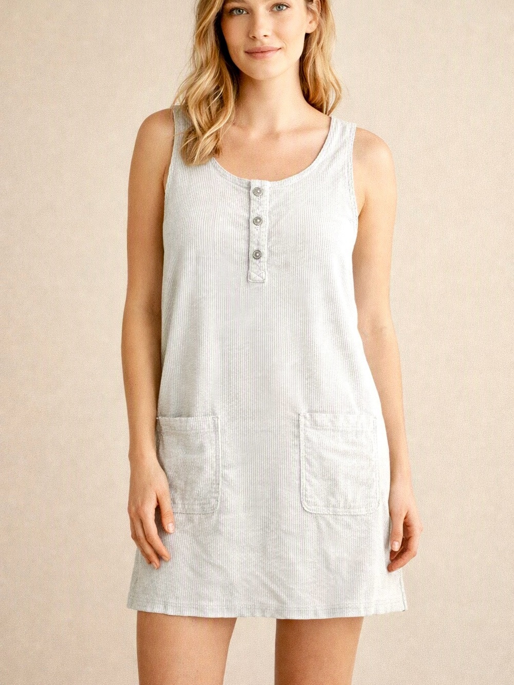 American Eagle Sleeveless Corduroy Tank Dress Size XL Front Buttons Two Pockets